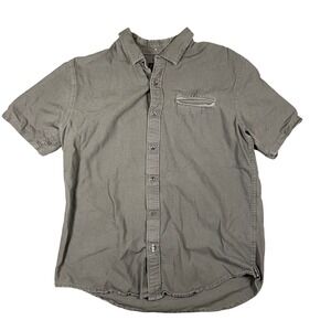 Tavik‎ Mens Short Sleeve Button Down Shirt Gray Cotton Canvas Size M Casual